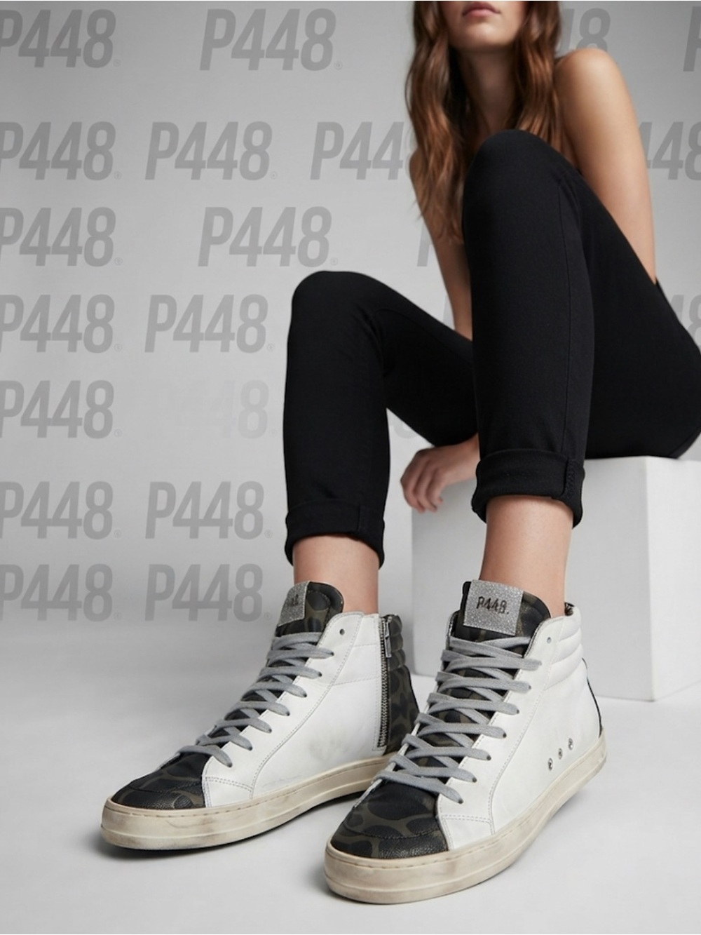 Authentic P448 high top signature designer sneakers sz woman’s 10